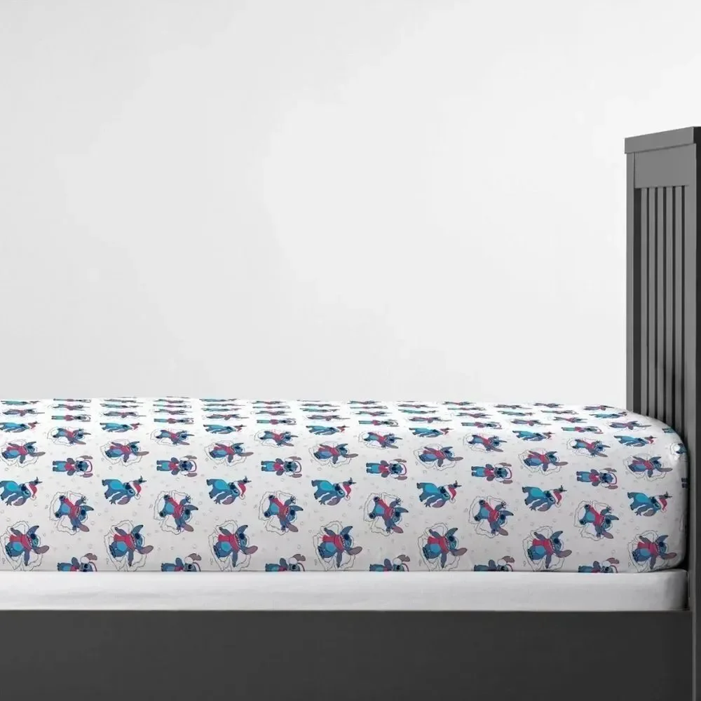 Disney Lilo & Stitch Twin Sheet Set Holiday 3 Piece Set Christmas Sheets New